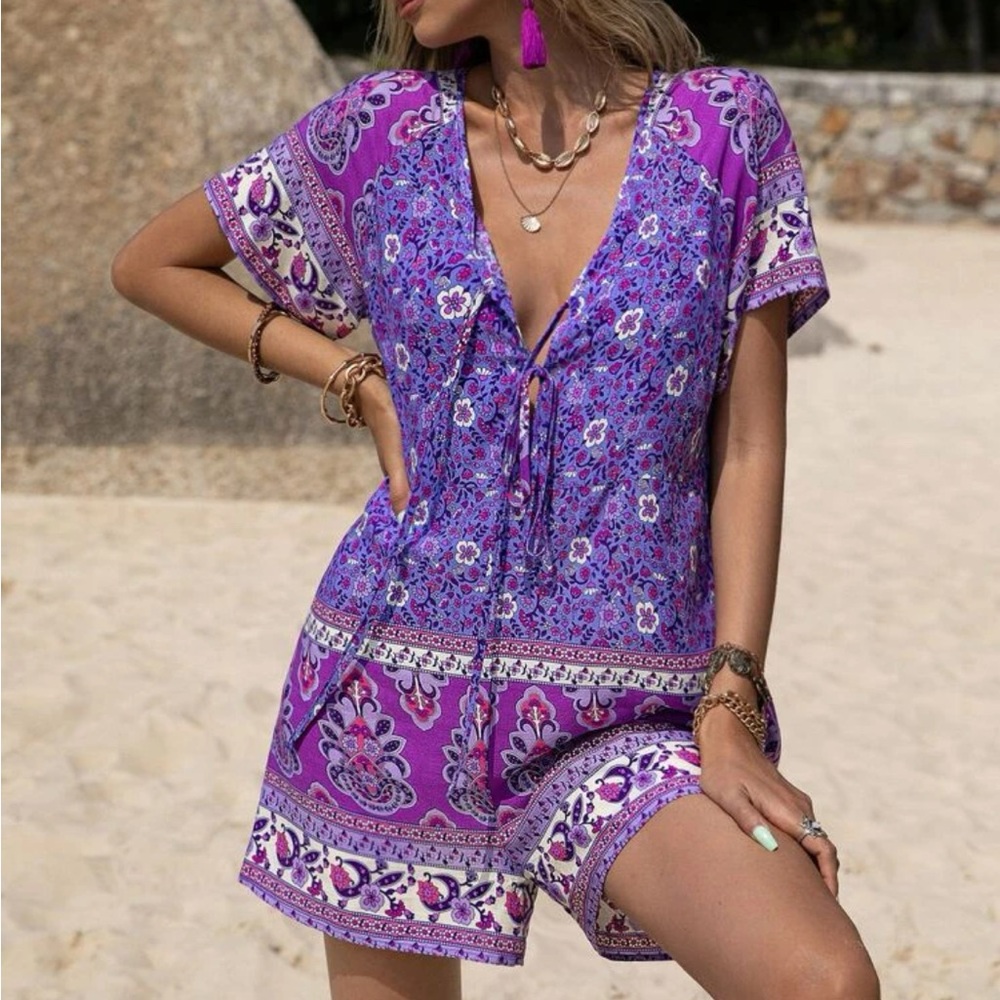 Purple Floral Jumpsuit